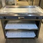 Electric steel Griddle with Two Burners & Stainless Steel Shelves