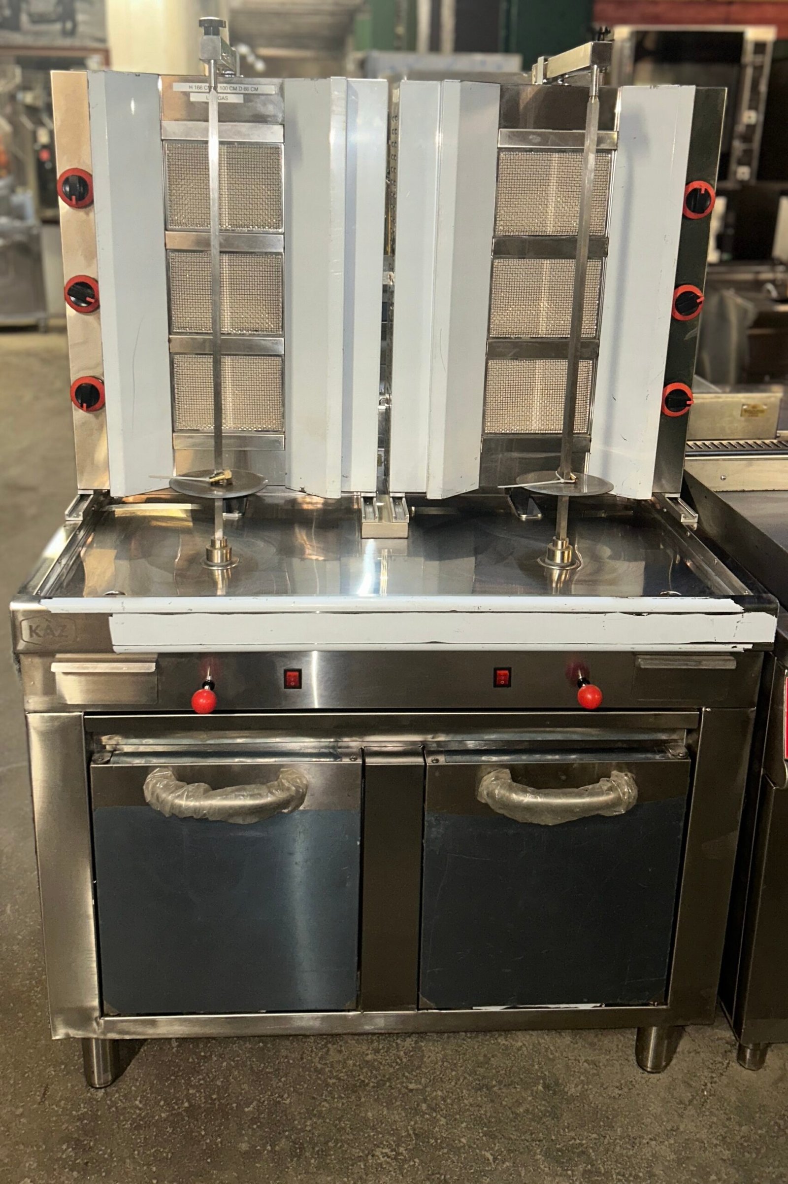 img_4779-scaled-1.jpeg Double Doner Kebab Grill with Storage Cabinet - 6 Burner LPG Gas - Image 1